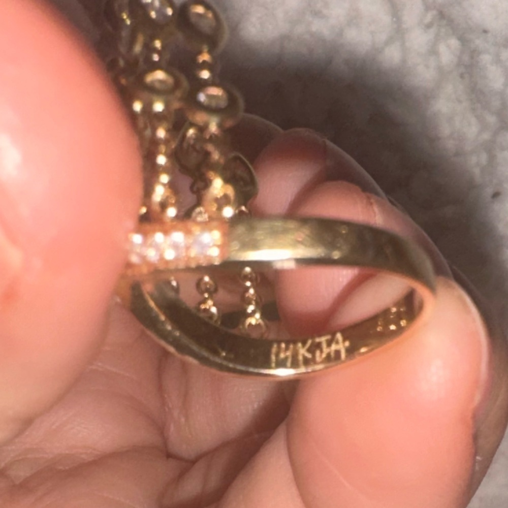 RARE 14K💍JACQUIE AICHE EXTRA LONG DIAMOND SHAKER RING DANGLE GOLD FRINGE RING - Picture 6 of 17